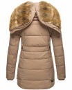 Marikoo warme Damen Winterjacke mit Kapuze Parka Kunstfell B817 Taupe-Gr.S