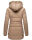 Marikoo warme Damen Winterjacke mit Kapuze Parka Kunstfell B817 Taupe-Gr.S