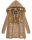 Marikoo warme Damen Winterjacke mit Kapuze Parka Kunstfell B817 Taupe-Gr.S