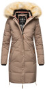 Navahoo Halina Damen Winter Steppmantel mit Kunstfell B803 Taupe Größe S - Gr. 36