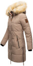 Navahoo Halina Damen Winter Steppmantel mit Kunstfell B803 Taupe Größe S - Gr. 36