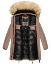 Navahoo Halina Damen Winter Steppmantel mit Kunstfell B803 Taupe Größe S - Gr. 36