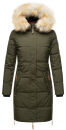 Navahoo Halina Damen Winter Steppmantel mit Kunstfell B803 Olive Größe XL - Gr. 42
