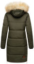 Navahoo Halina Damen Winter Steppmantel mit Kunstfell B803 Olive Größe XL - Gr. 42