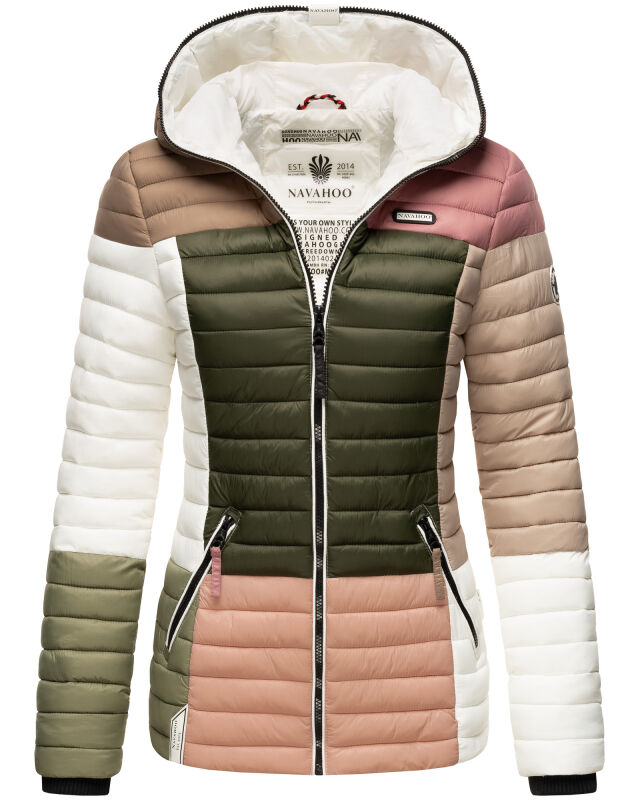 Navahoo Multikulti leichte Colour Blocking Damen Steppjacke B841 Naturals Größe M - Gr. 38