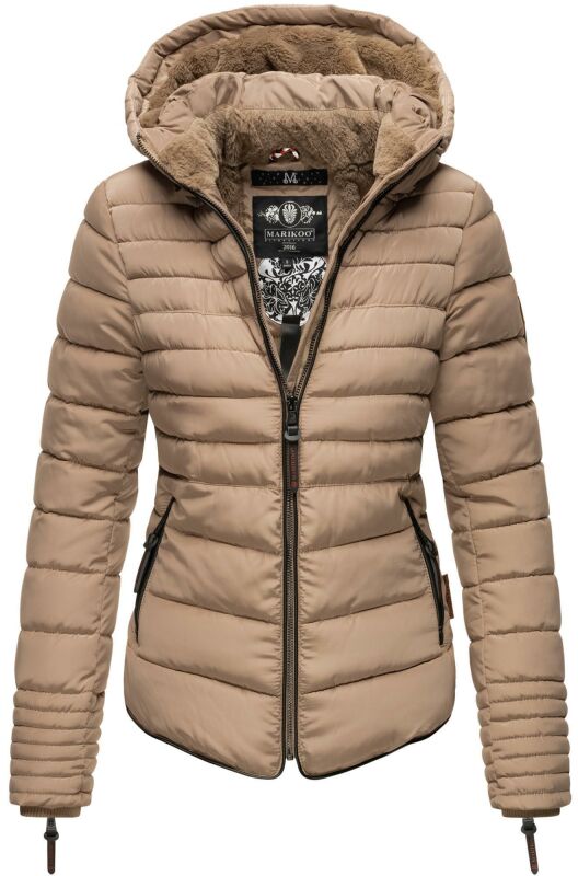 Marikoo Amber Damen Steppjacke Winterjacke B354 Taupe Größe XS - Gr. 34
