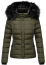 Navahoo Damen Winter Stepp Jacke gefüttert mit Teddyfell B355 Olive Größe S - Gr. 36