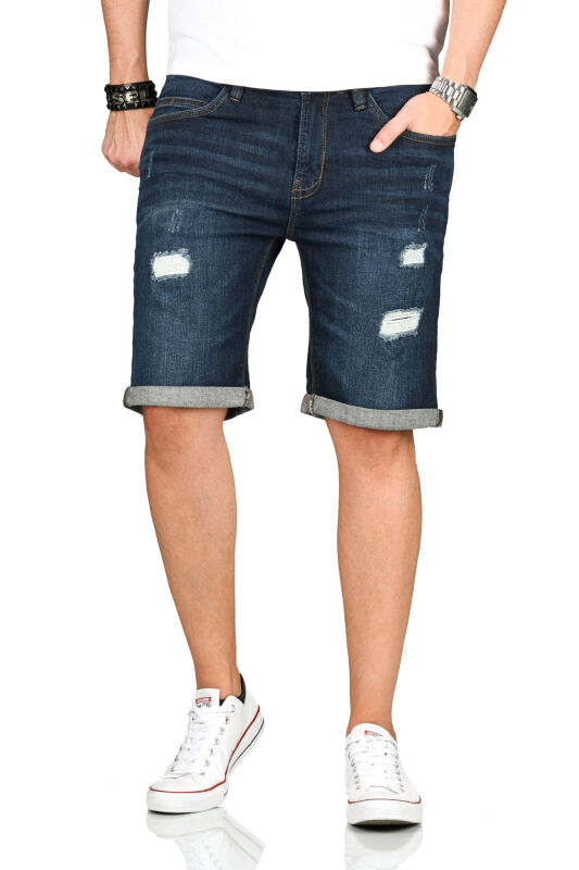 Indicode Kaden Holes Herren Shorts Bermudas B715 Blau Größe S - Gr. S