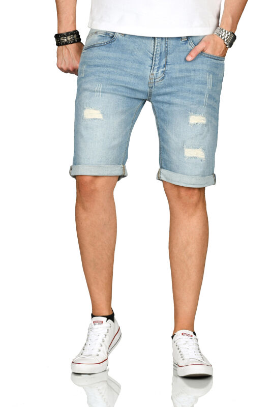 Indicode Kaden Holes Herren Shorts Bermudas B715 Hellblau Größe M - Gr. M
