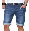 Maurelio Modriano Herren Designer Jeans Shorts kurze Hose MM027a Blau W38
