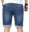 Maurelio Modriano Herren Designer Jeans Shorts kurze Hose MM027a Blau W38