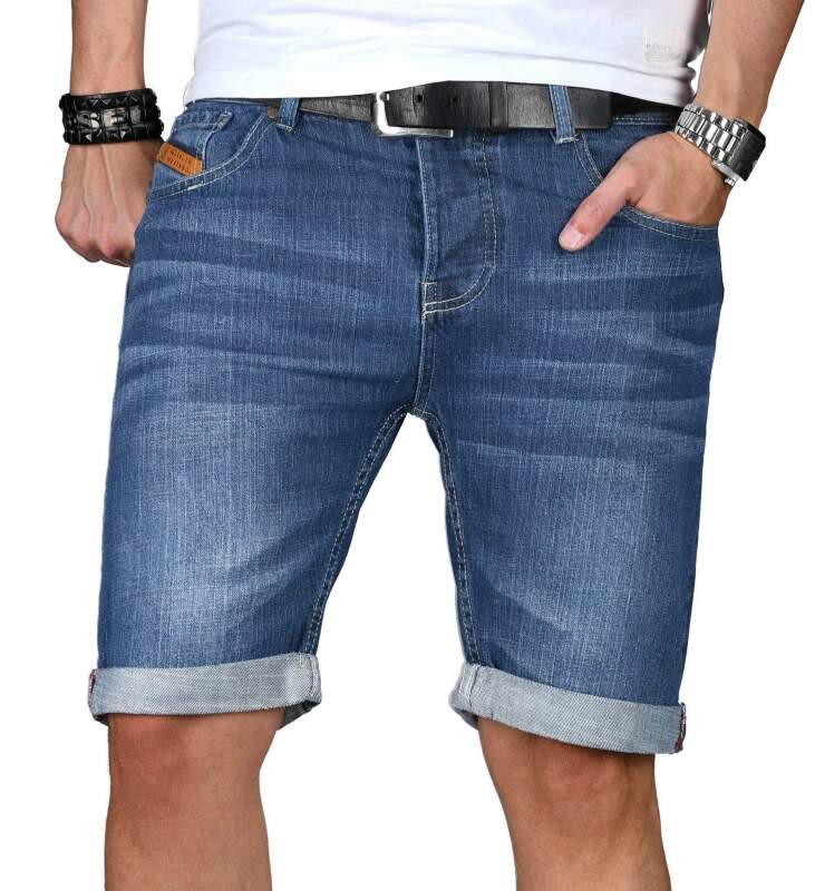 Maurelio Modriano Herren Designer Jeans Shorts kurze Hose MM027a Blau W44