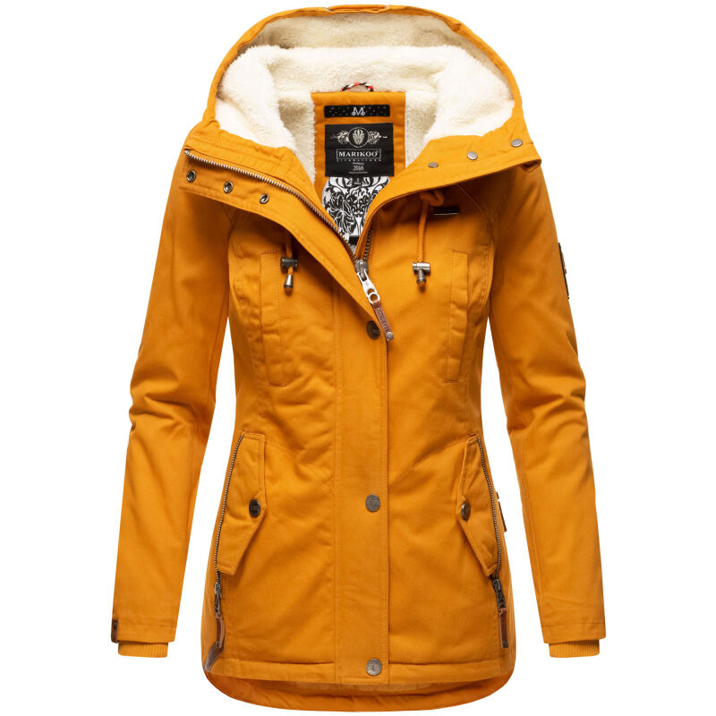 Marikoo Bikoo Damen Teddyfell gefüttert Winterjacke B802 Cinnamon Größe L - Gr. 40