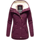 Marikoo Bikoo Damen Teddyfell gefüttert Winterjacke B802 Weinrot Größe XS - Gr. 34