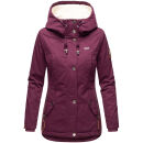 Marikoo Bikoo Damen Teddyfell gefüttert Winterjacke B802 Weinrot Größe XS - Gr. 34