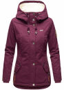 Marikoo Bikoo Damen Teddyfell gefüttert Winterjacke B802 Weinrot Größe XL - Gr. 42
