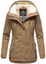 Marikoo Bikoo Damen Teddyfell gefüttert Winterjacke B802 Taupe Größe S - Gr. 36