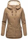 Marikoo Bikoo Damen Teddyfell gefüttert Winterjacke B802 Taupe Größe S - Gr. 36