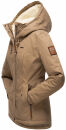 Marikoo Bikoo Damen Teddyfell gefüttert Winterjacke B802 Taupe Größe S - Gr. 36