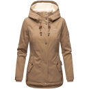 Marikoo Bikoo Damen Teddyfell gefüttert Winterjacke B802 Taupe Größe M - Gr. 38