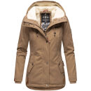 Marikoo Bikoo Damen Teddyfell gefüttert Winterjacke B802 Taupe Größe L - Gr. 40