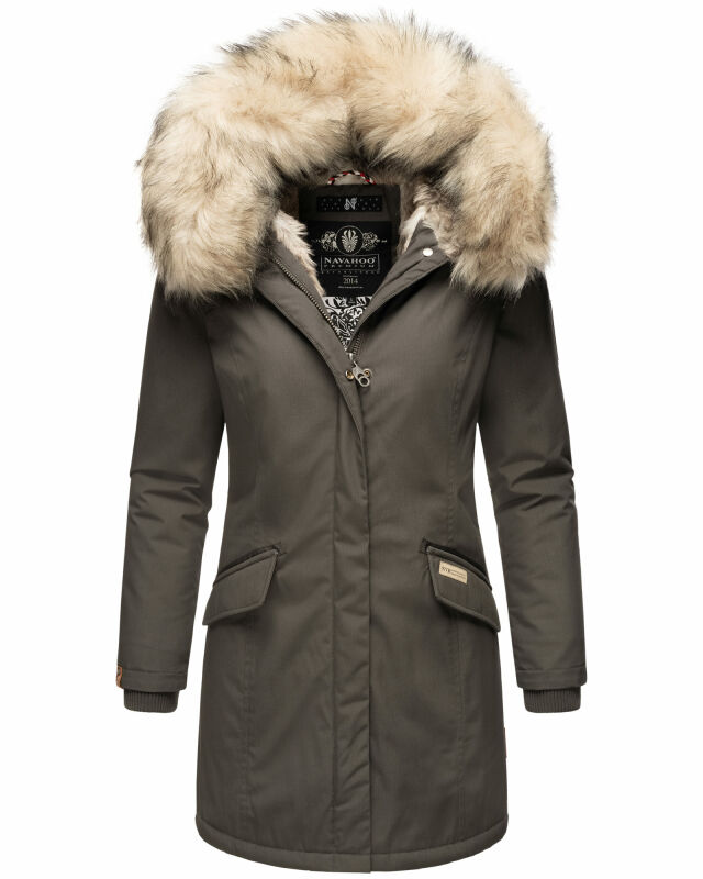 Navahoo Cristal Damen Winterjacke Parka mit Kunstfell B669 Anthrazit Gr.L