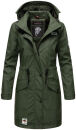 Navahoo Deike Damen lange Regenjacke mit Teddyfell und Kapuze B678 Olive Größe XL - Gr. 42