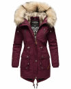 Navahoo Honigfee warme Damen Winter Jacke mit Kapuze und Kunstfell B805 Weinrot Größe XS - Gr. 34