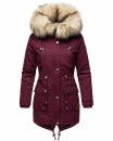 Navahoo Honigfee warme Damen Winter Jacke mit Kapuze und Kunstfell B805 Weinrot Größe XS - Gr. 34