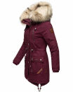 Navahoo Honigfee warme Damen Winter Jacke mit Kapuze und Kunstfell B805 Weinrot Größe XS - Gr. 34