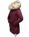 Navahoo Honigfee warme Damen Winter Jacke mit Kapuze und Kunstfell B805 Weinrot Größe XS - Gr. 34