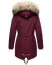 Navahoo Honigfee warme Damen Winter Jacke mit Kapuze und Kunstfell B805 Weinrot Größe XS - Gr. 34