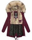 Navahoo Honigfee warme Damen Winter Jacke mit Kapuze und Kunstfell B805 Weinrot Größe XS - Gr. 34