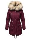 Navahoo Honigfee warme Damen Winter Jacke mit Kapuze und Kunstfell B805 Weinrot Größe XXL - Gr. 44