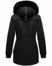 Navahoo Olessaa Damen Winter Jacke Winterjacke halblang Kapuze Kunstfell B869 Schwarz-Gr.XS