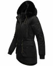 Navahoo Olessaa Damen Winter Jacke Winterjacke halblang Kapuze Kunstfell B869 Schwarz-Gr.L