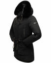 Navahoo Olessaa Damen Winter Jacke Winterjacke halblang Kapuze Kunstfell B869 Schwarz-Gr.L