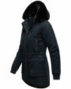 Navahoo Olessaa Damen Winter Jacke Winterjacke halblang Kapuze Kunstfell B869 Navy-Gr.XS