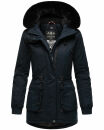 Navahoo Olessaa Damen Winter Jacke Winterjacke halblang Kapuze Kunstfell B869 Navy-Gr.S