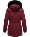 Navahoo Olessaa Damen Winter Jacke Winterjacke halblang Kapuze Kunstfell B869 Bordeaux-Gr.S