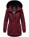 Navahoo Olessaa Damen Winter Jacke Winterjacke halblang Kapuze Kunstfell B869 Bordeaux-Gr.M