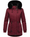 Navahoo Olessaa Damen Winter Jacke Winterjacke halblang Kapuze Kunstfell B869 Bordeaux-Gr.M