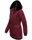 Navahoo Olessaa Damen Winter Jacke Winterjacke halblang Kapuze Kunstfell B869 Bordeaux-Gr.M