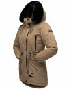 Navahoo Olessaa Damen Winter Jacke Winterjacke halblang Kapuze Kunstfell B869 Taupe-Gr.XS