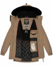 Navahoo Olessaa Damen Winter Jacke Winterjacke halblang Kapuze Kunstfell B869 Taupe-Gr.XS