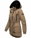 Navahoo Olessaa Damen Winter Jacke Winterjacke halblang Kapuze Kunstfell B869 Taupe-Gr.XL