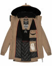 Navahoo Olessaa Damen Winter Jacke Winterjacke halblang Kapuze Kunstfell B869 Taupe-Gr.XL
