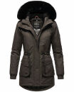 Navahoo Olessaa Damen Winter Jacke Winterjacke halblang Kapuze Kunstfell B869 Anthrazit-Gr.M