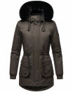 Navahoo Olessaa Damen Winter Jacke Winterjacke halblang Kapuze Kunstfell B869 Anthrazit-Gr.M