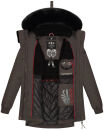 Navahoo Olessaa Damen Winter Jacke Winterjacke halblang Kapuze Kunstfell B869 Anthrazit-Gr.M